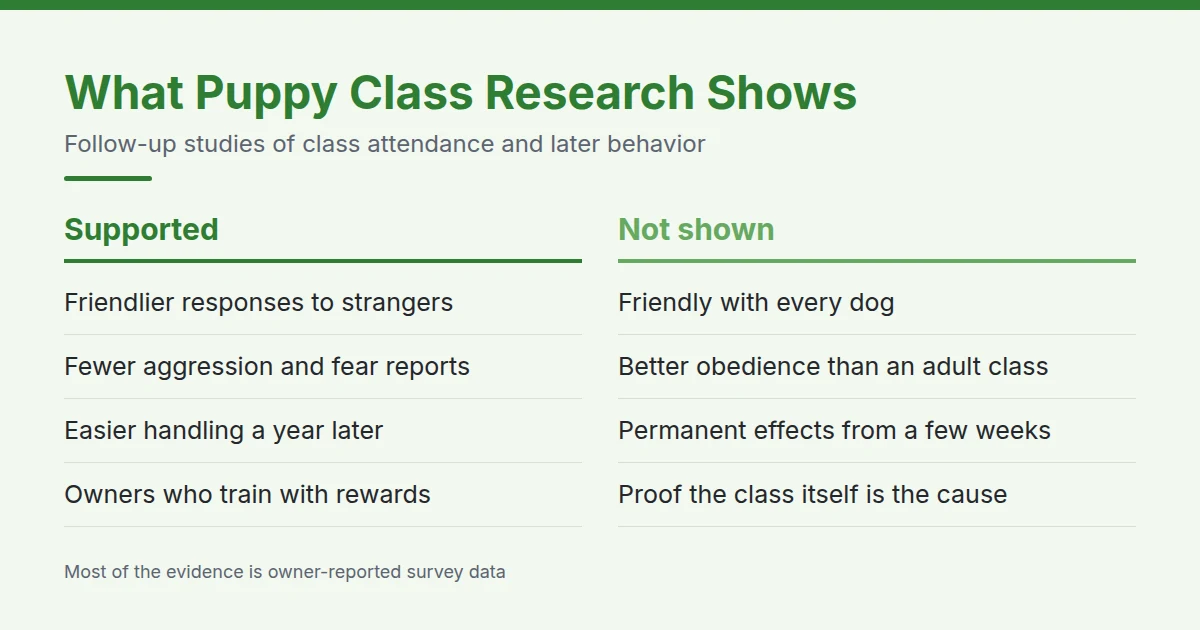 Summary card: What Puppy Class Research Shows