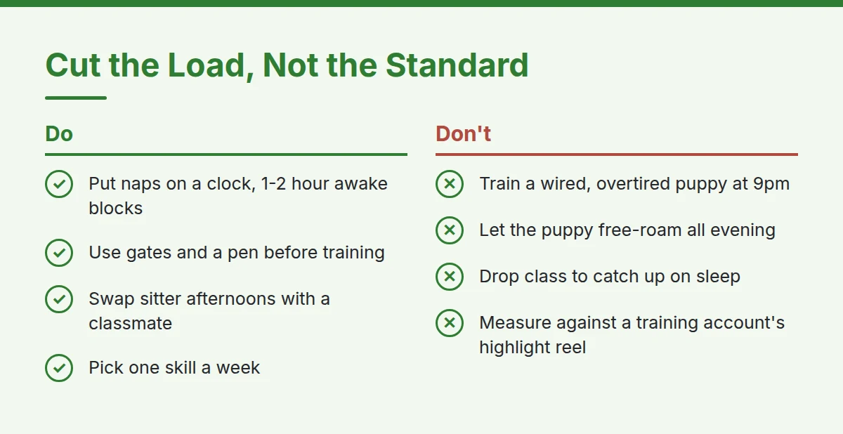 Summary card: Cut the Load, Not the Standard