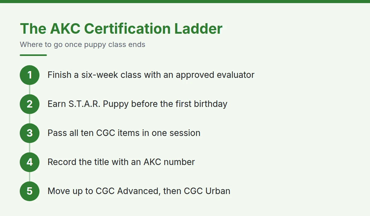 Summary card: The AKC Certification Ladder