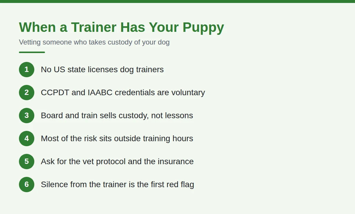 Summary card: When a Trainer Has Your Puppy