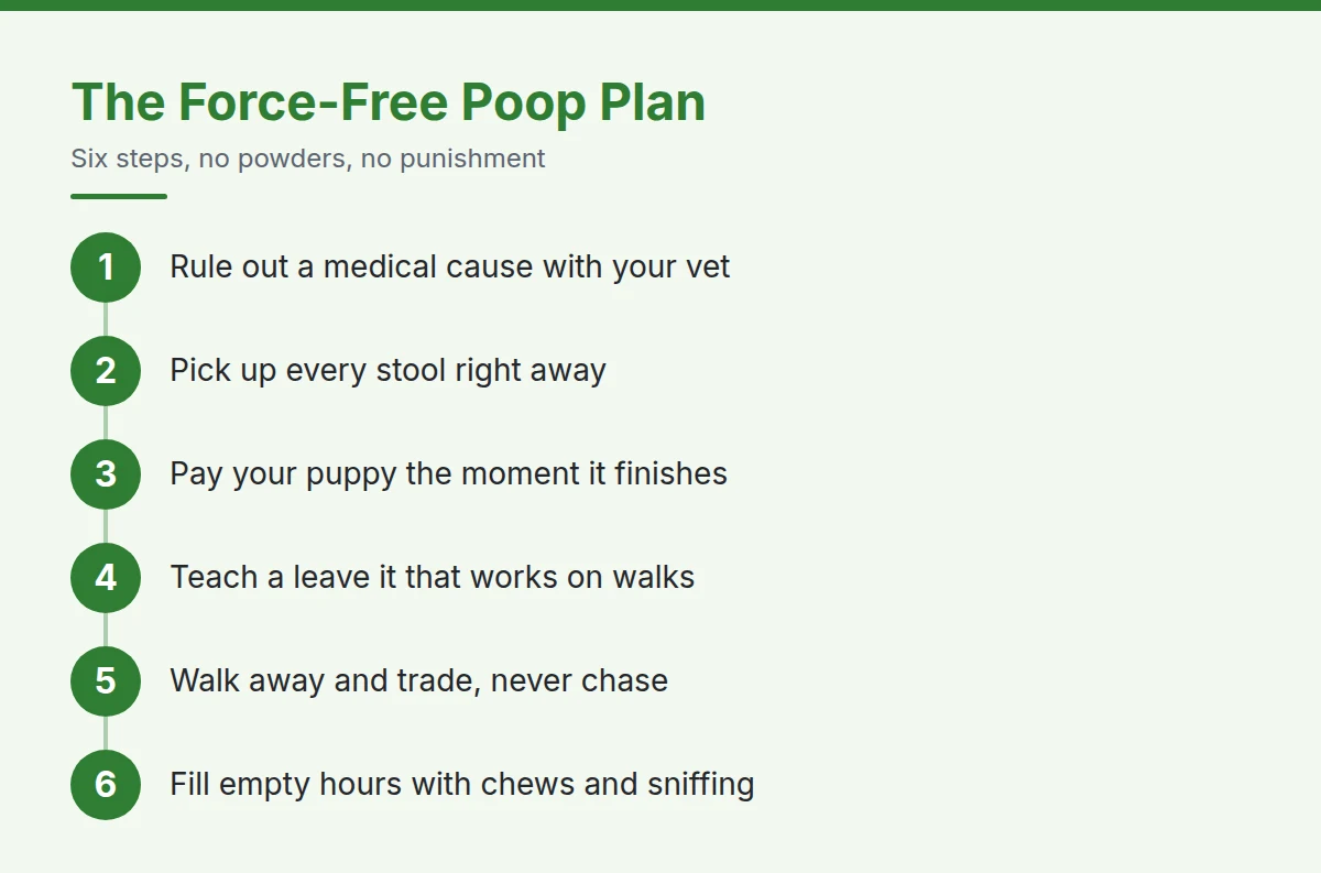 Summary card: The Force-Free Poop Plan